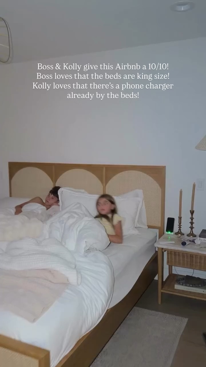 Boss & Kolly give this Airbnb a 10/10!
Boss loves that the beds are king size! Kolly loves that there’s a phone charger already by the beds!