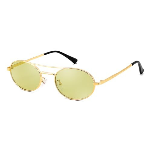 FEISEDY Retro Oval 90s Metal Sunglasses for Women, Trendy Narrow Sun Glasses Fashion Shades B4183 | Amazon (US)