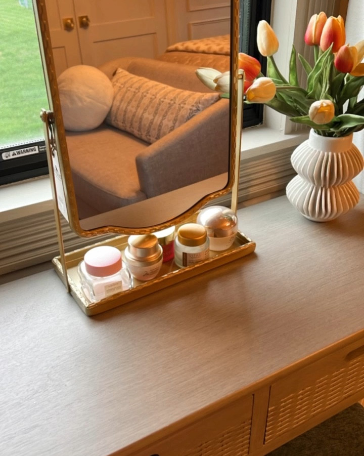 The most beautiful and useful mirror! 🪞 this is great for my skincare routine everyday! Great price and so cute. Sharing few options just in case m, you need this! 
#skincare 

#LTKStyleTip #LTKBeauty #LTKHome