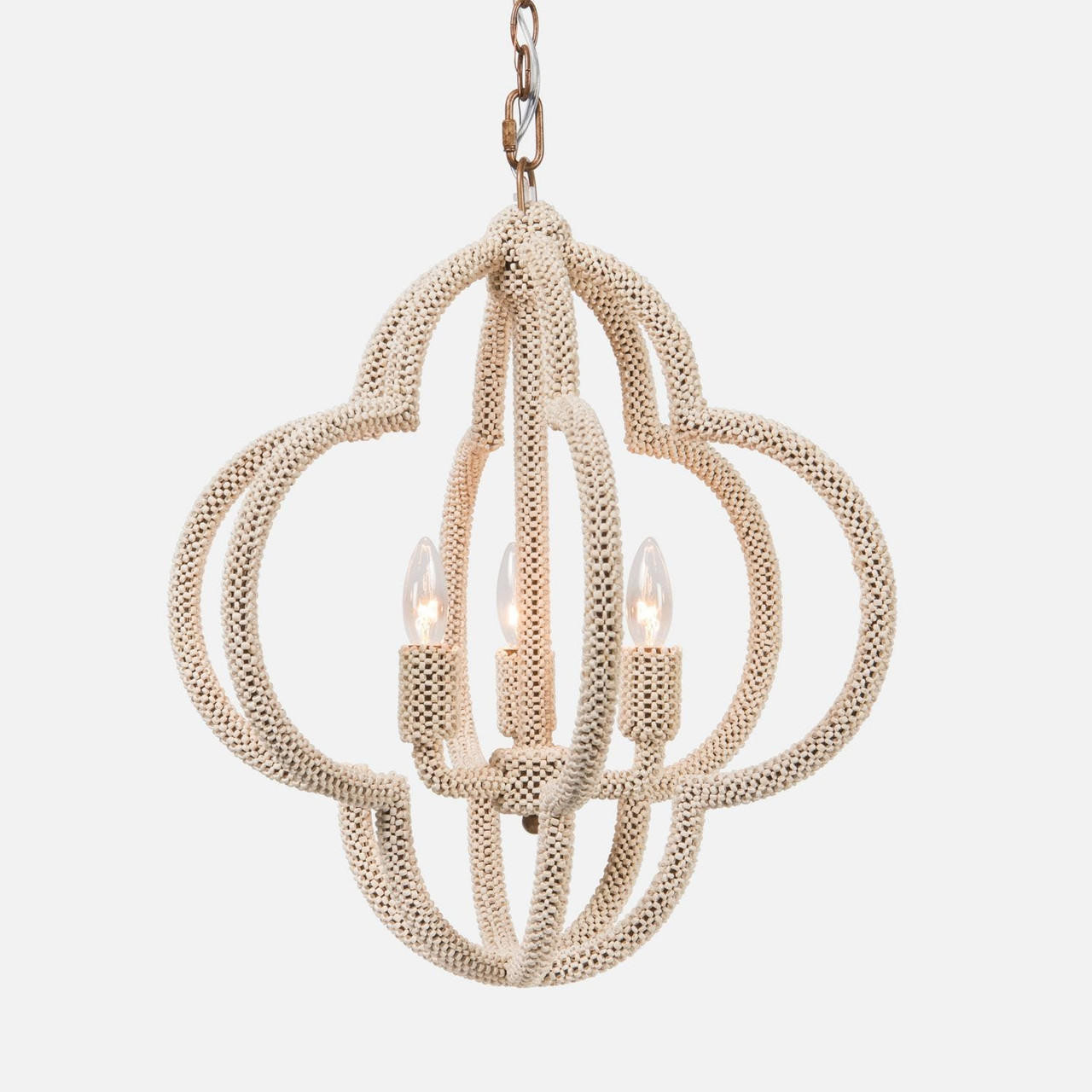 Astin Handwoven Natural Coco Beads Metal Flower Chandelier
                    
    
        
   ... | Belle and June