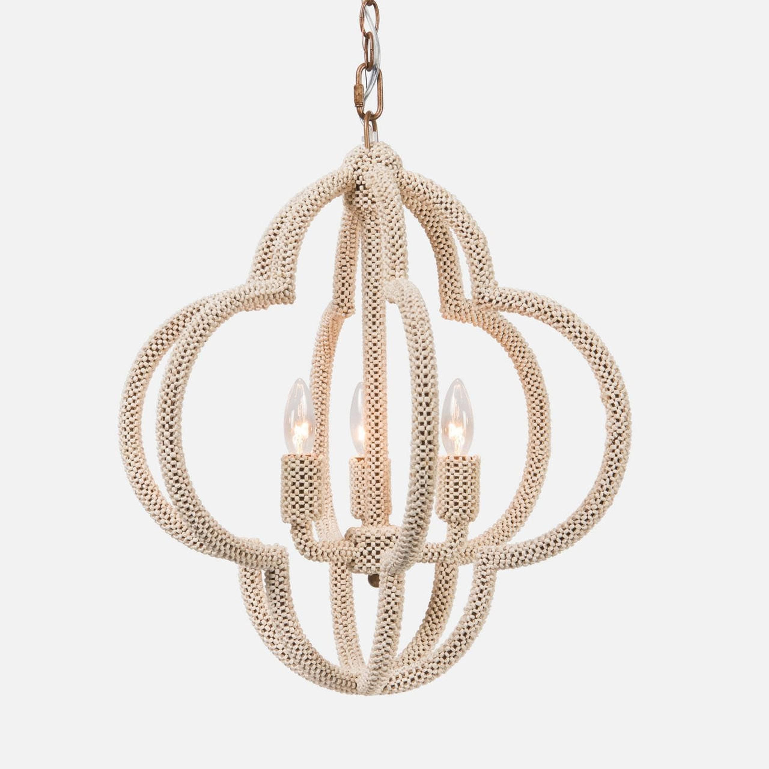 Astin Handwoven Natural Coco Beads Metal Flower Chandelier
                    
    
        
   ... | Belle and June