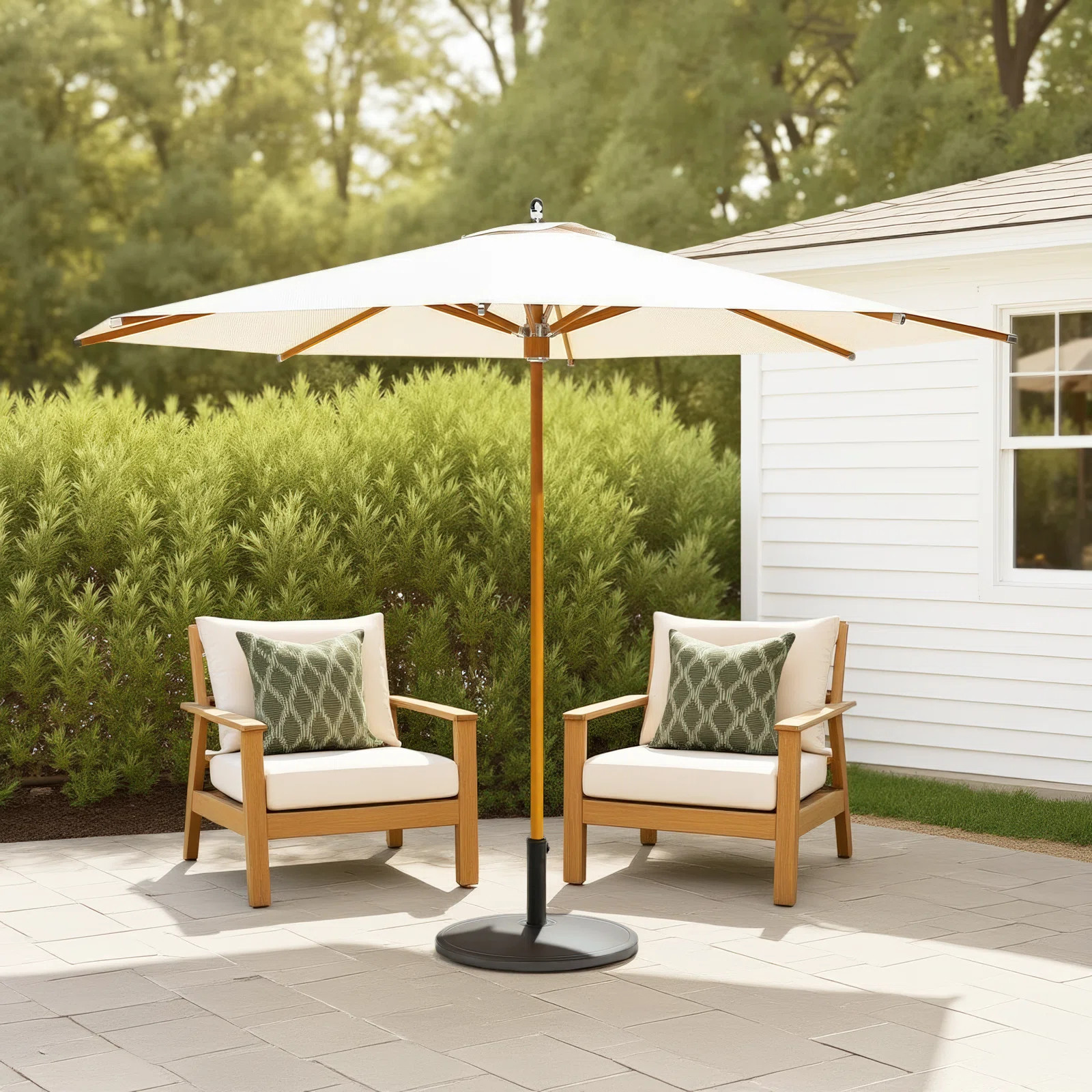 10.8Ft Sunbrella® All-Aluminum Pulley-Operated Round Umbrella | Birch Lane