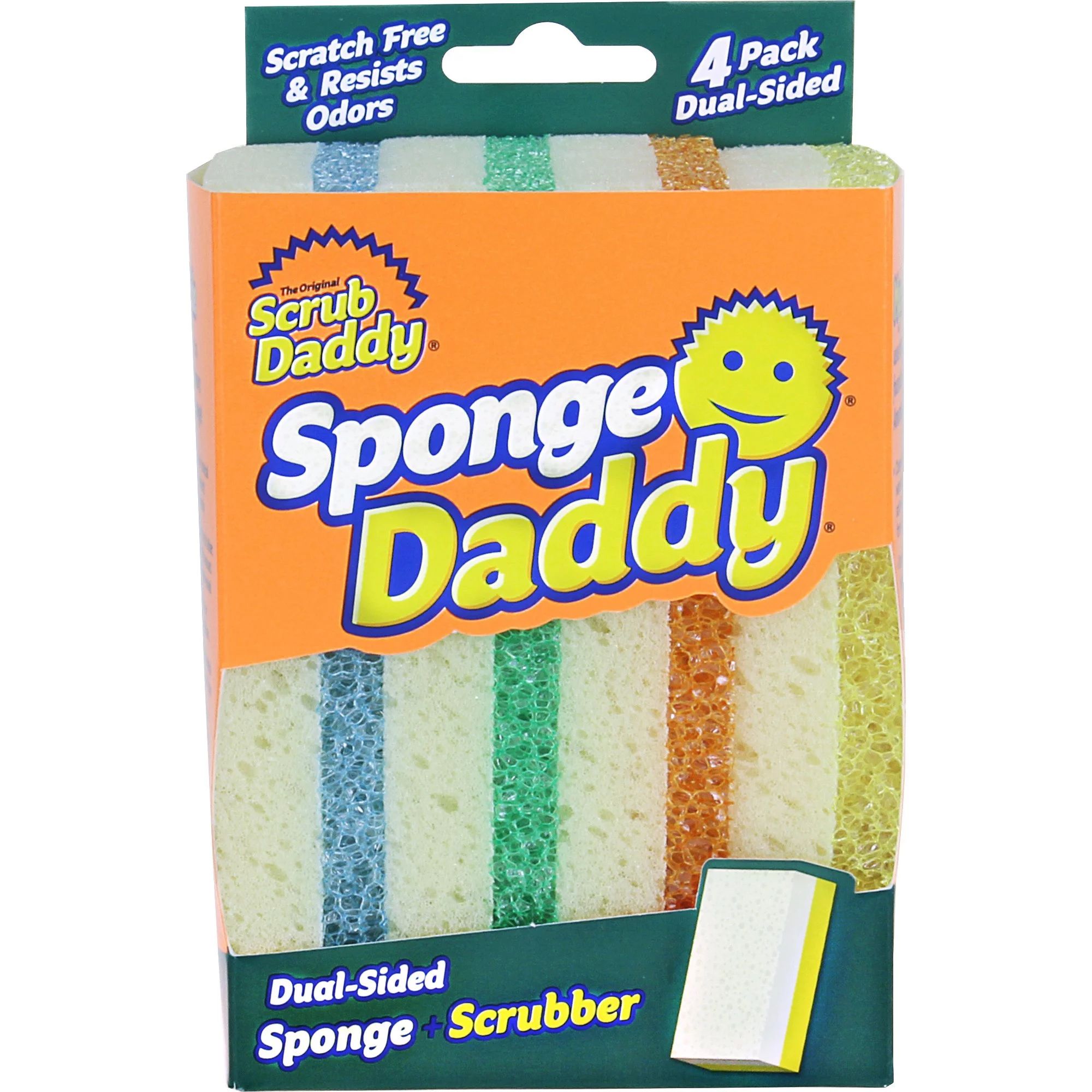 Scrub Daddy Sponge Daddy Dual-Sided Non- Scratch Sponge, 4 Count | Walmart (US)