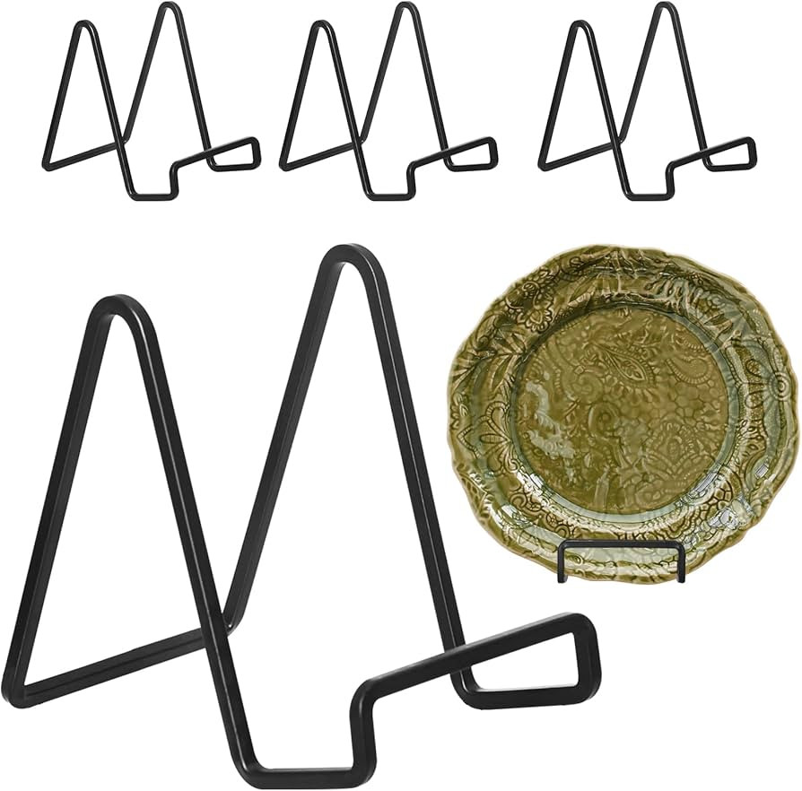 Decolore 4 Pack 4 Inch Black Metal Display Stands Square Plate Holder Display Stand Frame Stand f... | Amazon (US)