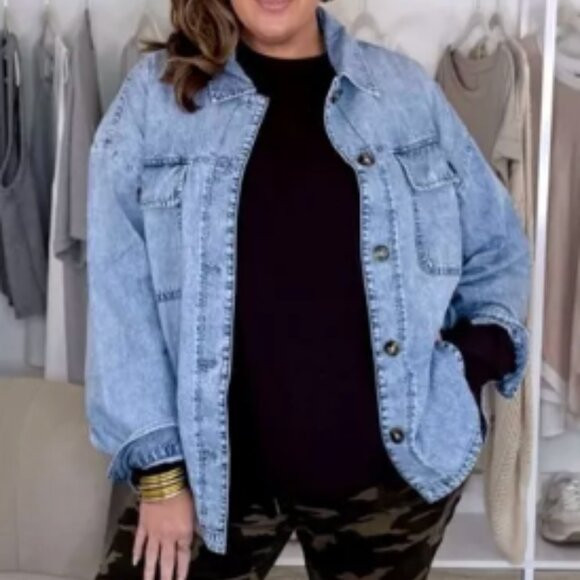 XXL American Eagle Denim Shacket with Studs | Poshmark