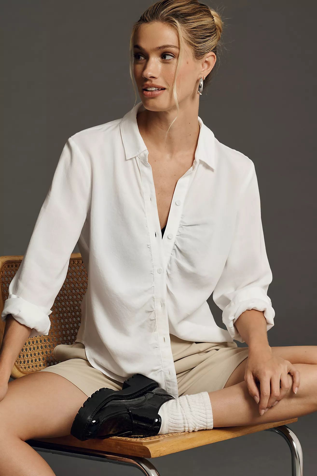 Cloth & Stone Shirred Buttondown Shirt | Anthropologie (US)