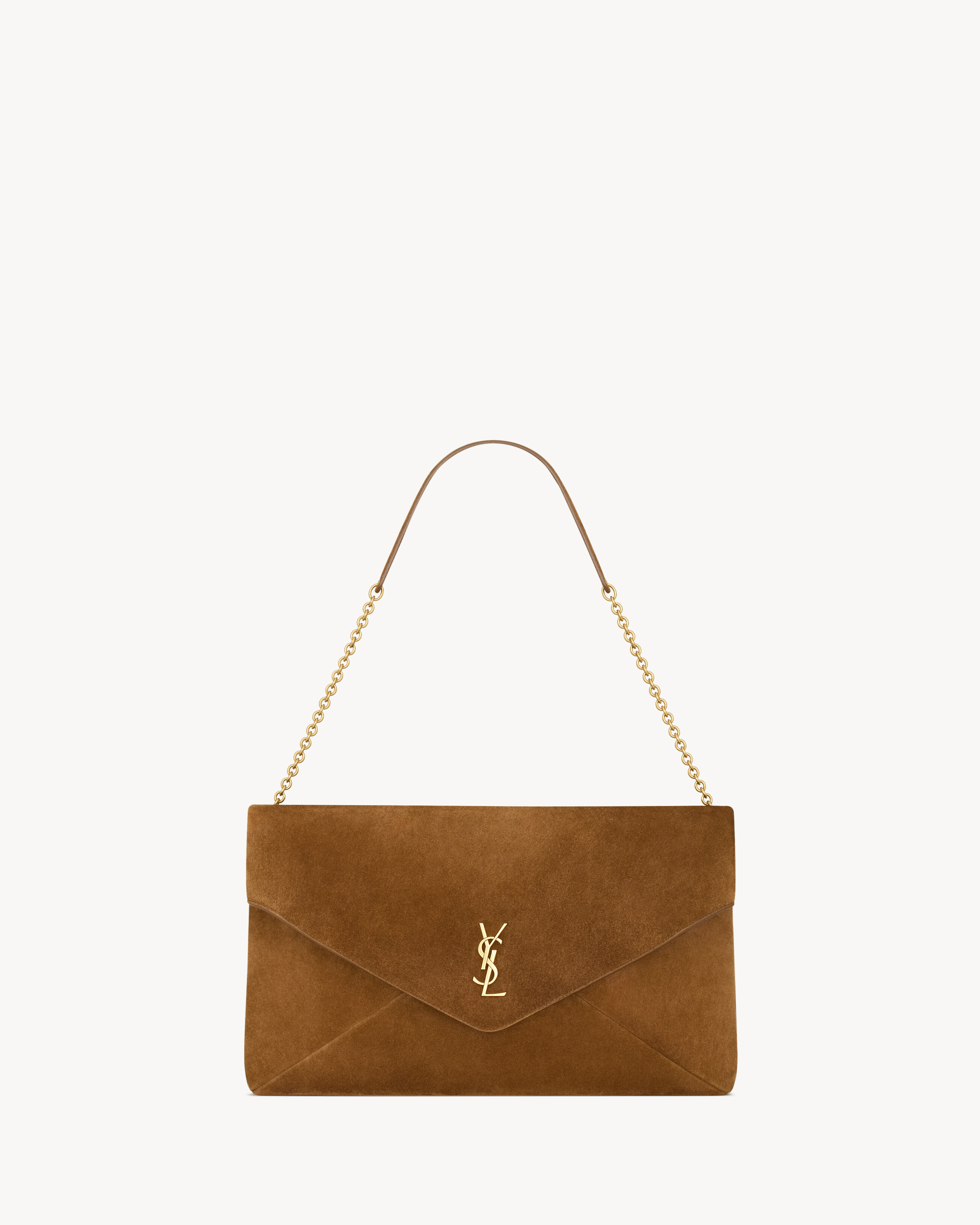 Saint Laurent Cassandre Xxl Pouch On Chain In Suede - Amber - Women - One Size | Saint Laurent Inc. (Global)