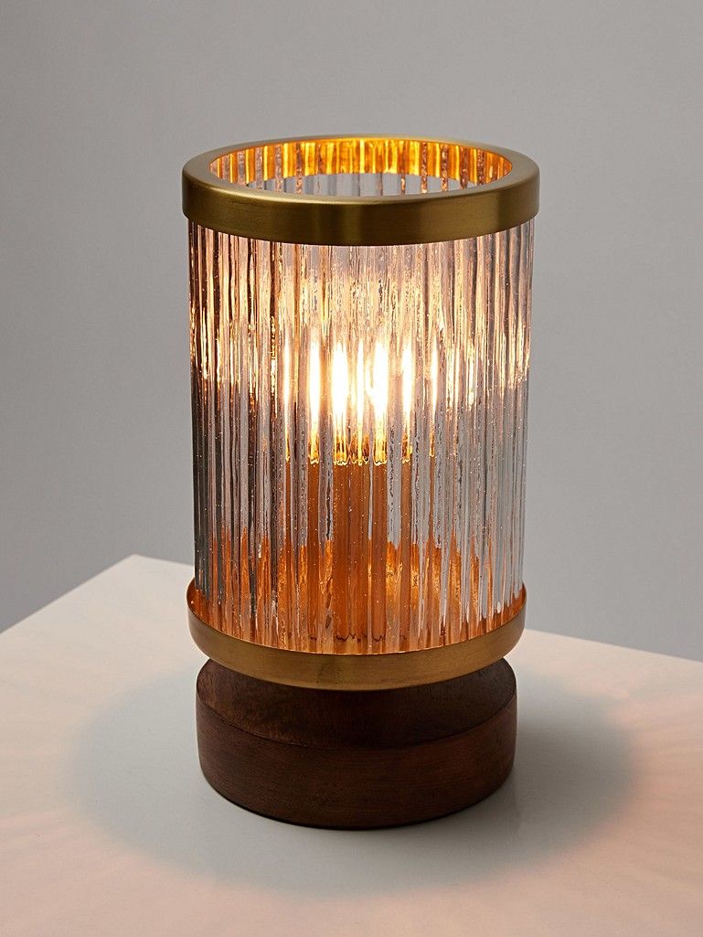 Vaso Gold Metal & Glass Mango Wood Table Lamp | Oliver Bonas (Global)