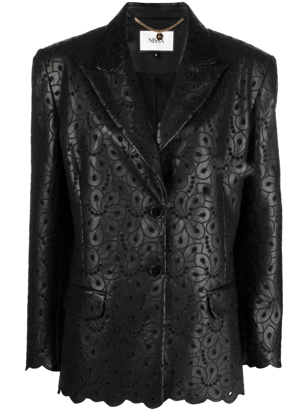 NISSA broderie-anglaise single-breasted Blazer - Farfetch | Farfetch Global