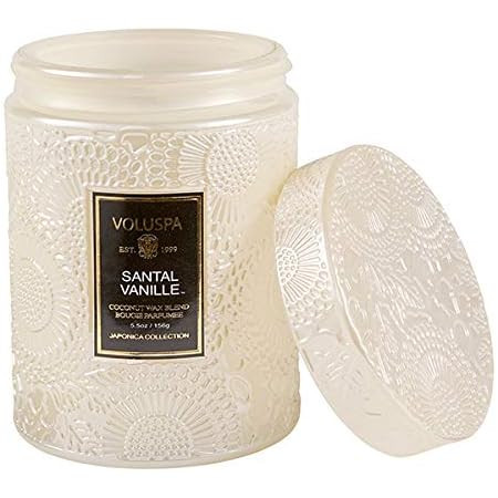 Voluspa Santal Vanille Candle | Small Glass Jar with Matching Glass Lid | 5.5 Oz | All Natural Wi... | Amazon (US)