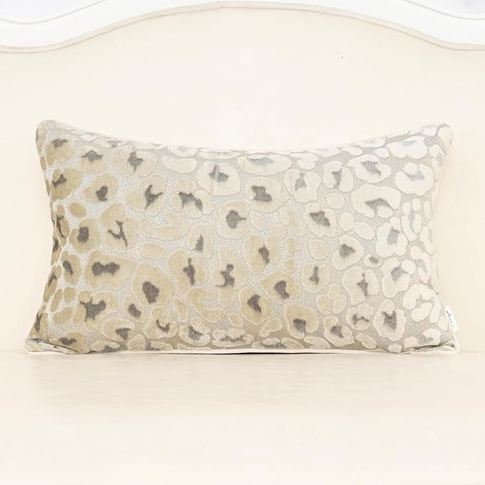 Alerfa Beige Floral Throw Pillow Cover 12 x 20 Inch Cut Velvet Rectange Luxury Decorative Lumbar ... | Amazon (US)
