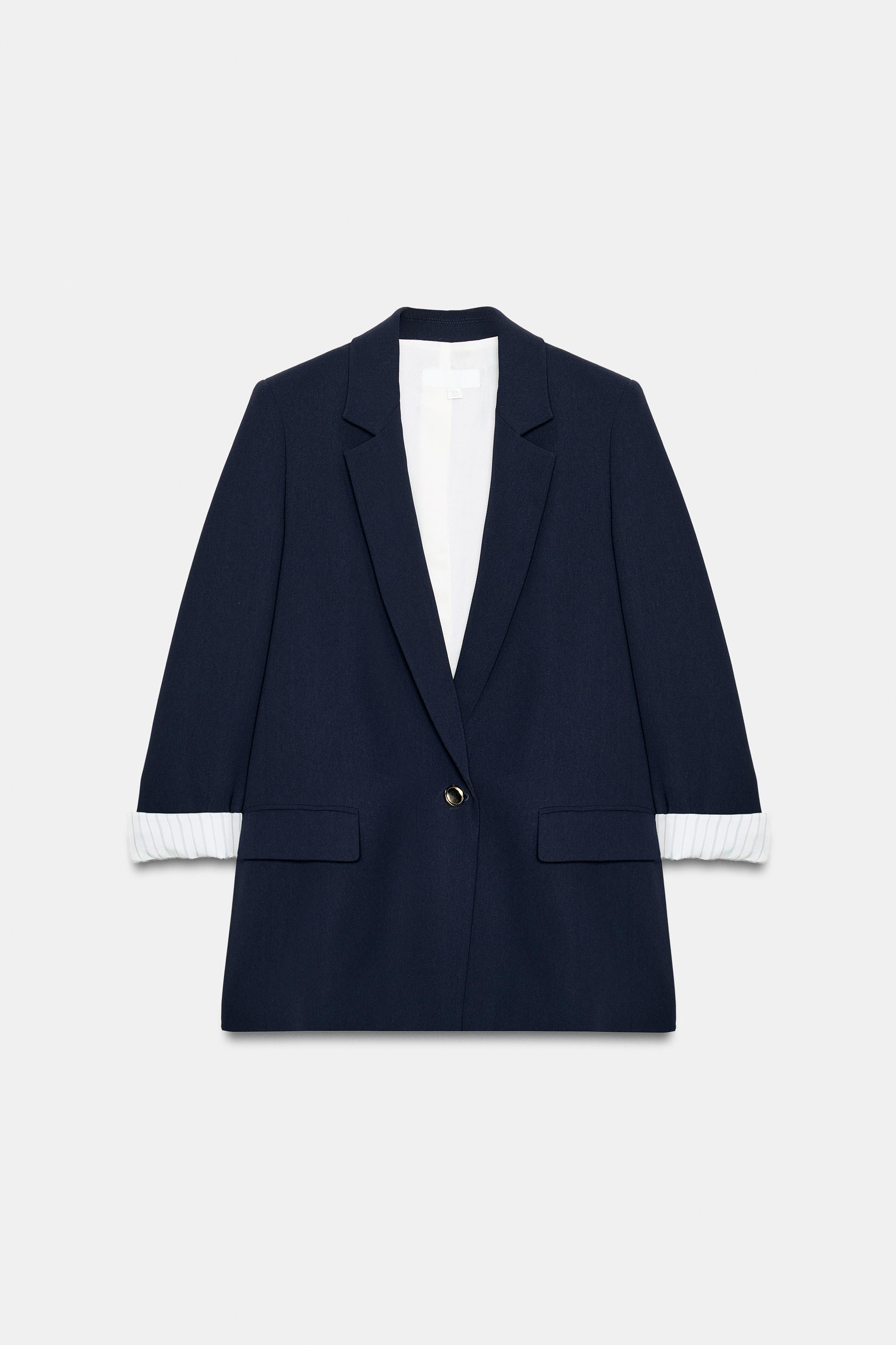 BLAZER WITH ROLLED-UP SLEEVES AND PRINTED CUFFS | Zara UK