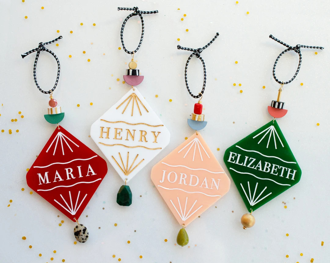 Name Ornament, Personalized Christmas Ornament, Custom Colorful Holiday Decor, Keepsake Ornament,... | Etsy (US)