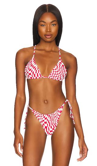 String Bikini Top in Red Wave Cheque | Revolve Clothing (Global)