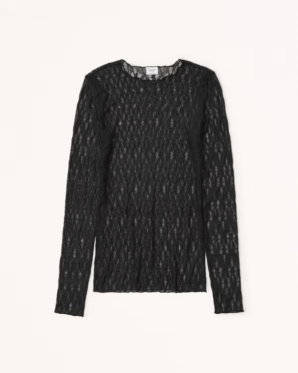 Long-Sleeve Tuckable Lace Top | Abercrombie & Fitch (US)