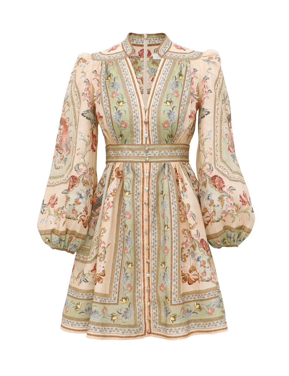 Roselight Plunge Mini Dress - Sage Tapestry Floral            
        
            

    
    
 ... | ZIMMERMANN (US, CA, EU, MENA)