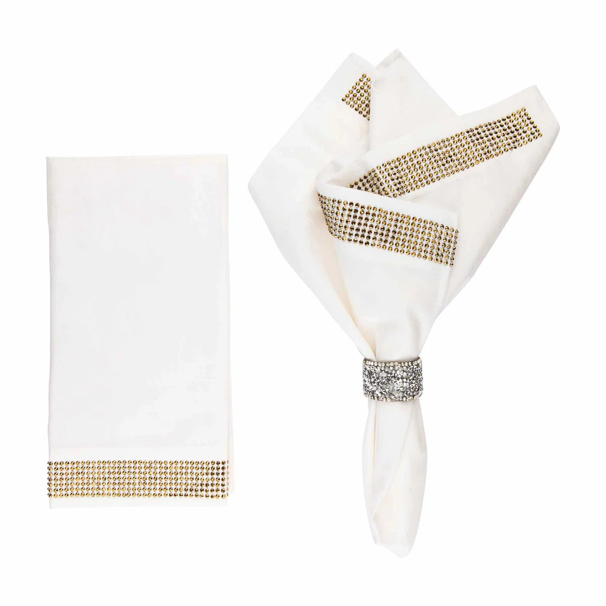 Sparkles Home | Rhinestone Stripe Napkin Set | 20" Square | Linen Cotton Blend | Set of 2 (Set of... | Wayfair North America