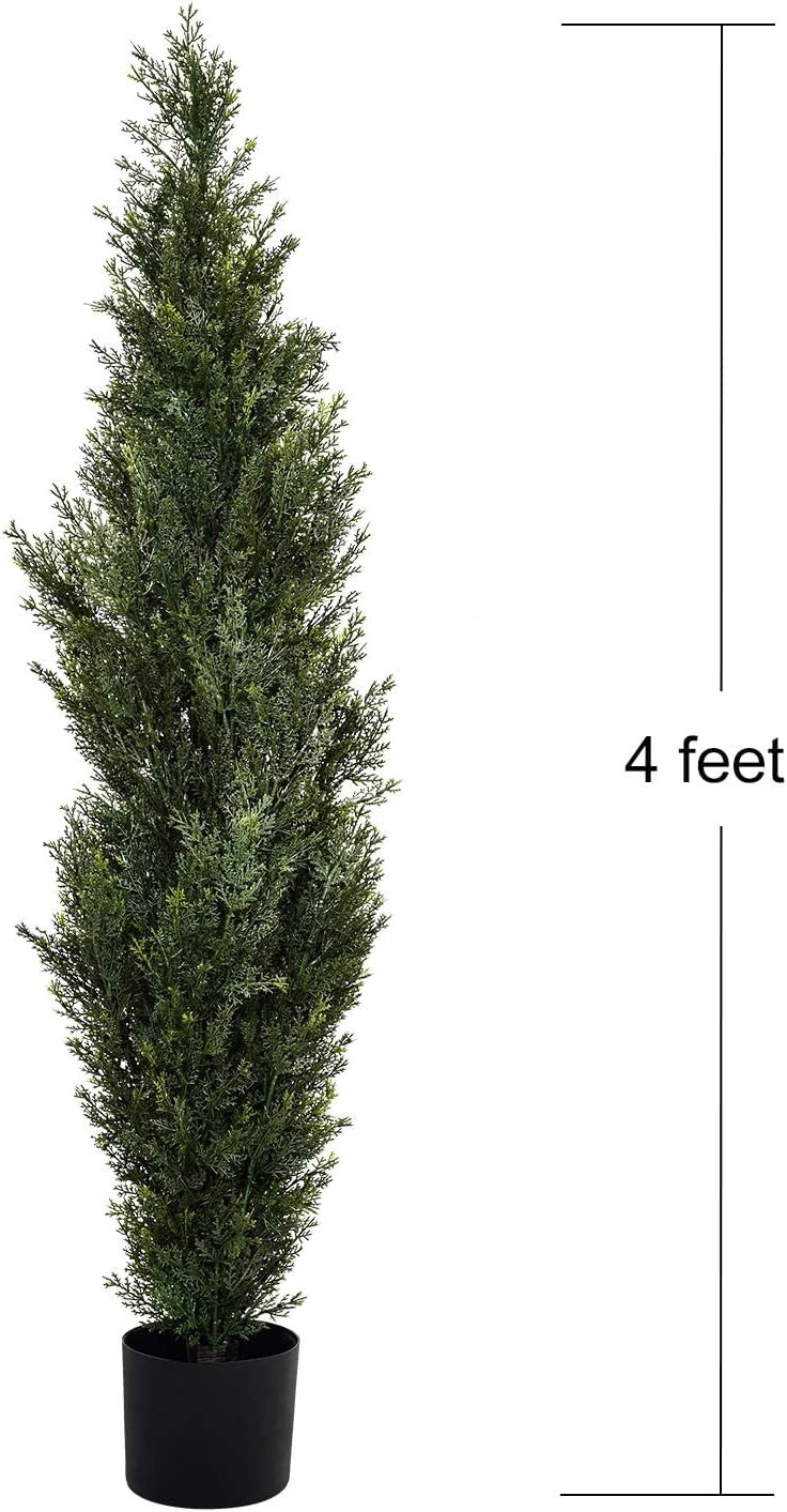 DearHouse 2 Pack 4 Foot Artificial Topiary Cedar Trees Potted Indoor Outdoor Plants, Artificial C... | Amazon (US)