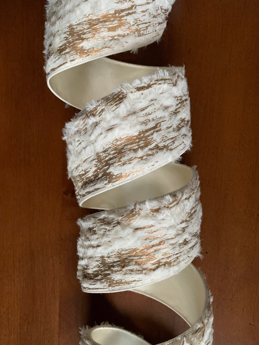 2.5 or 4 Black or Ivory Ribbon Birch Bark Look Faux Fur Gold Detail Farrisilk Wired Edges Soft & ... | Etsy (US)