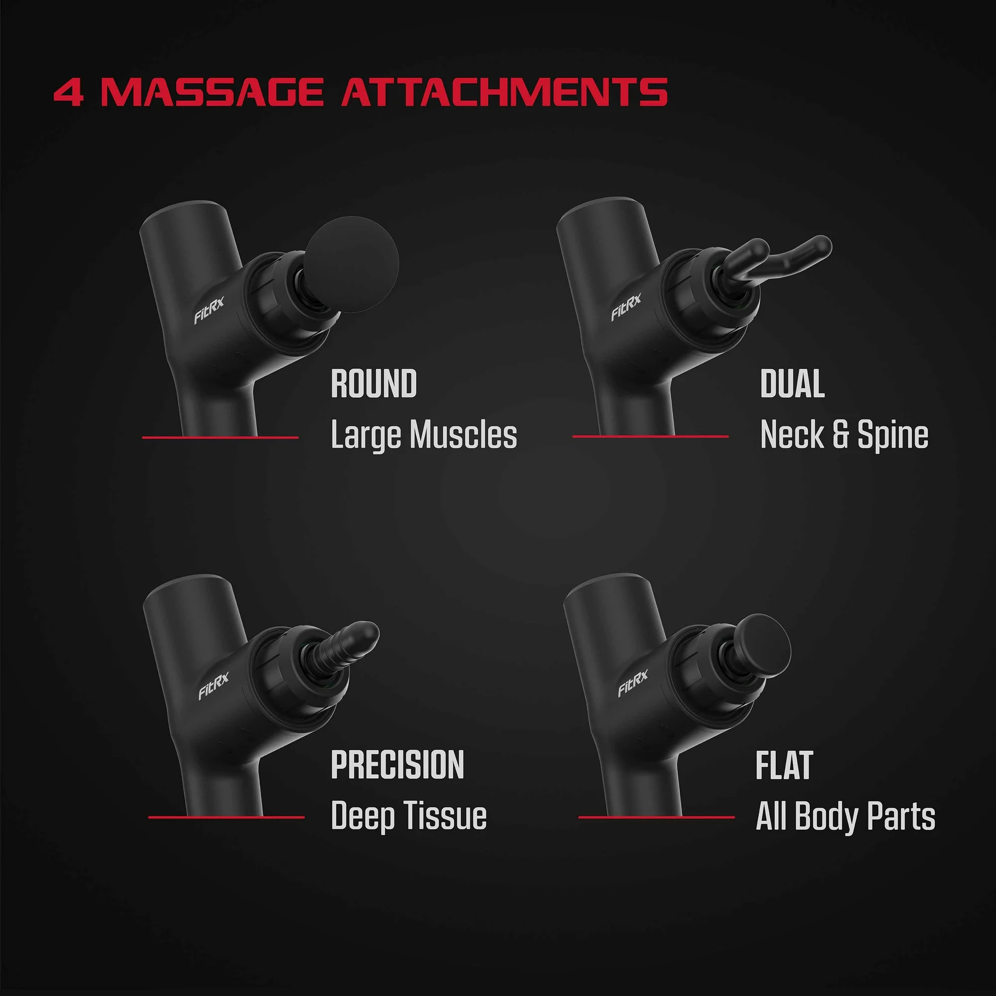 FitRx Massage Gun Handheld Deep Tissue Percussion Massager with 6 Speeds and 4 Swappable Heads Fo... | Walmart (US)