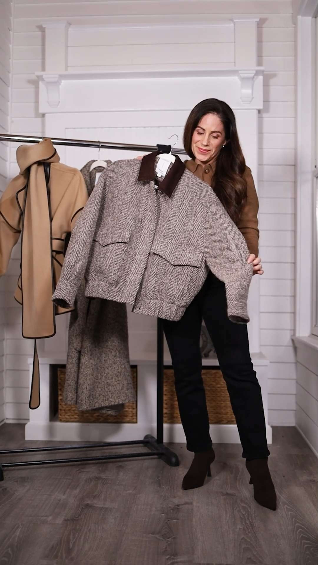 A best-seller for a reason! This relaxed fit baseball jacket from Fabrique is such a fun piece to style. Its suede collar, herringbone wool tween pattern, offers a sporty chic meets Ivy League elegance vibe. 
*very oversized, size down (I opted for the XSP)  

 #LTKSeasonal #LTKPetite