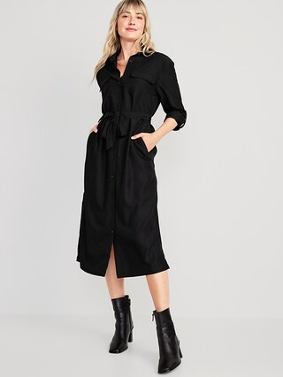 Waist-Defined Utility Midi Dress for Women | Old Navy (US)