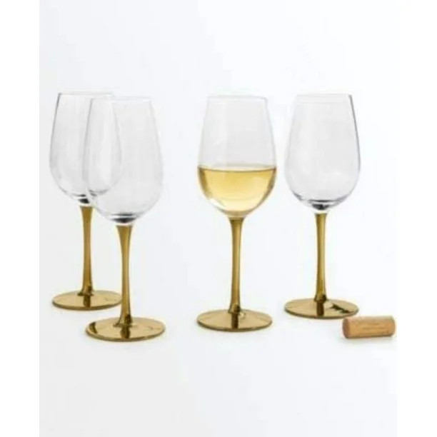 Martha Stewart Collection Gold Stem White Wine Glasses, Set of 4 By Brand Macys - Walmart.com | Walmart (US)