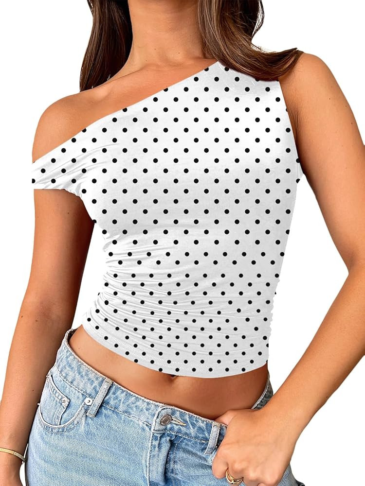 Trendy Queen Women's Off The Shoulder Crop Top, Sleeveless Stretchy Bodycon Tank, Y2K Fashion Sli... | Amazon (US)