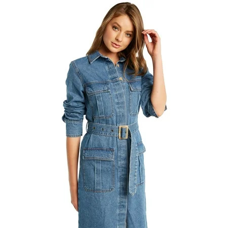 Bardot Women's Denim Shirt Dress | Walmart (US)