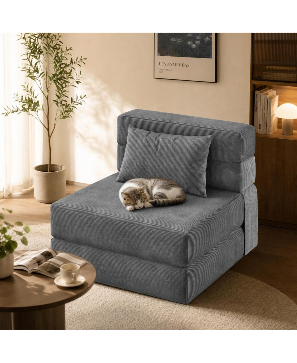 homfan 4-in-1 Folding Sofa Bed - Convertible Sleeper Chair with Pillow, Portable Fold Out Couch Bed for Living Room or Bedroom - Dark Grey | Macy's