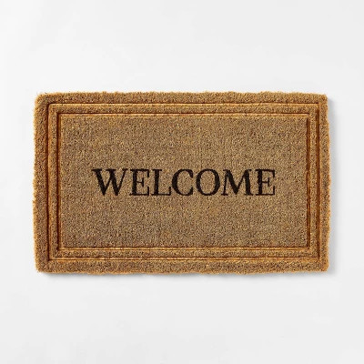 1'6"x2'6" Embossed Border 'Welcome' Outdoor Coir Doormat Black - Threshold™ designed with Studi... | Target