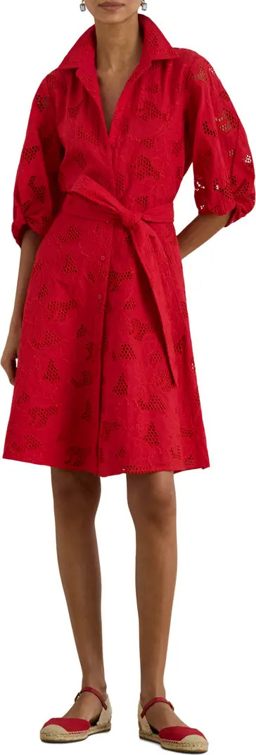 Eyelet Cotton Voile Shirtdress | Nordstrom