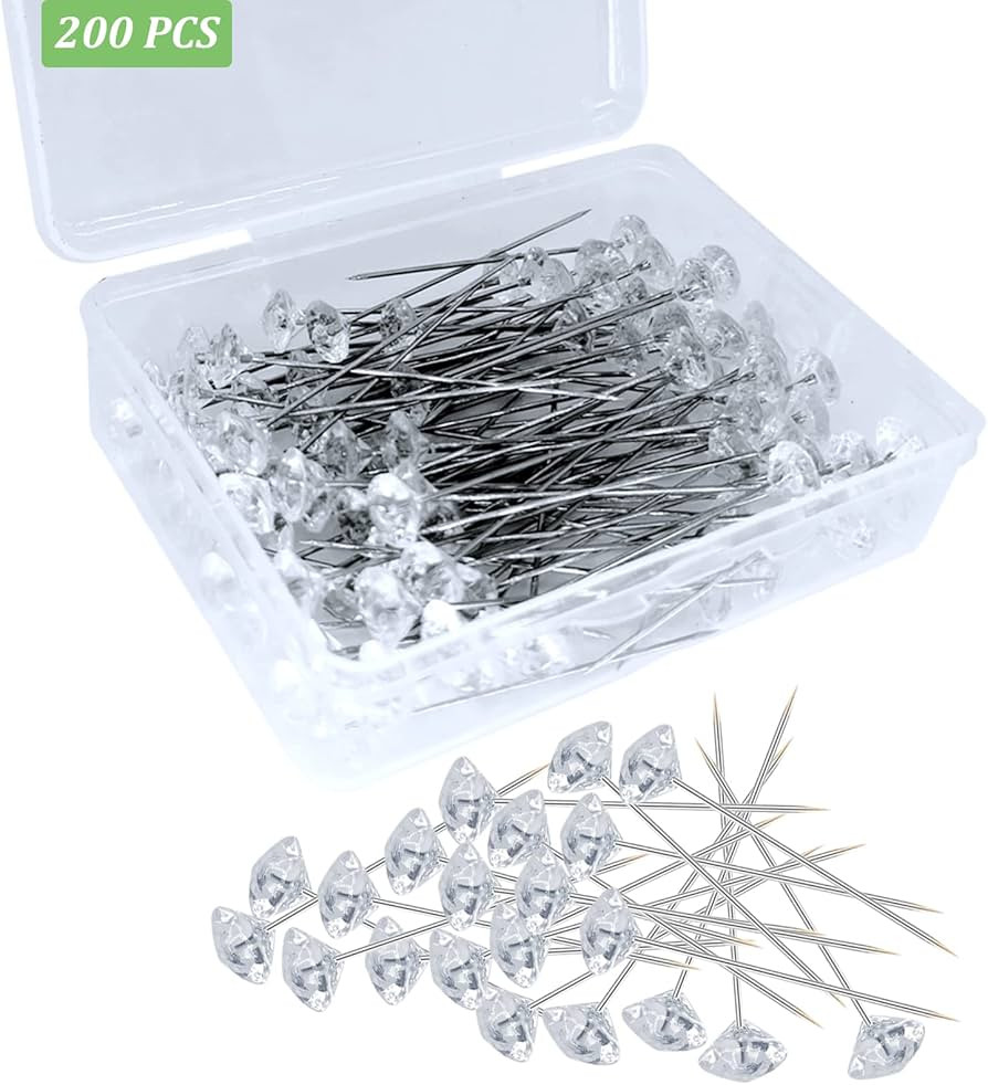 200PCS Corsage Boutonniere Pins, Sewing Corsages Flower Pins, Long 2inch Floral Diamond Rhineston... | Amazon (US)