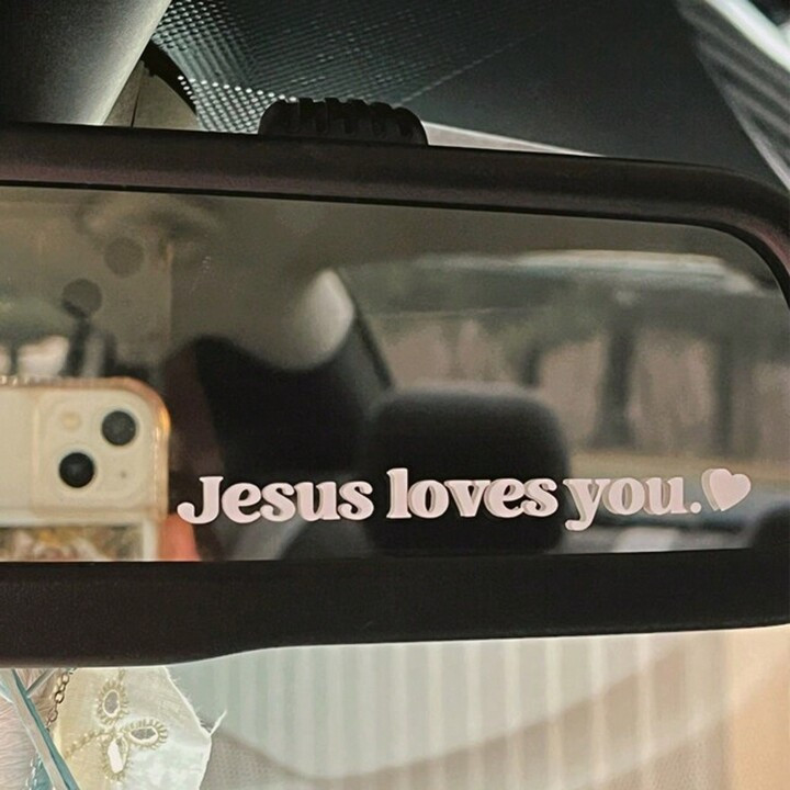 1pc "Jesus Loves You " Car Stickers, Safety Driving Stickers,Car Rearview Mirror Stickers | SHEIN