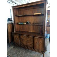Mid Century Modern Walnut Bookcase Hutch | Etsy (US)