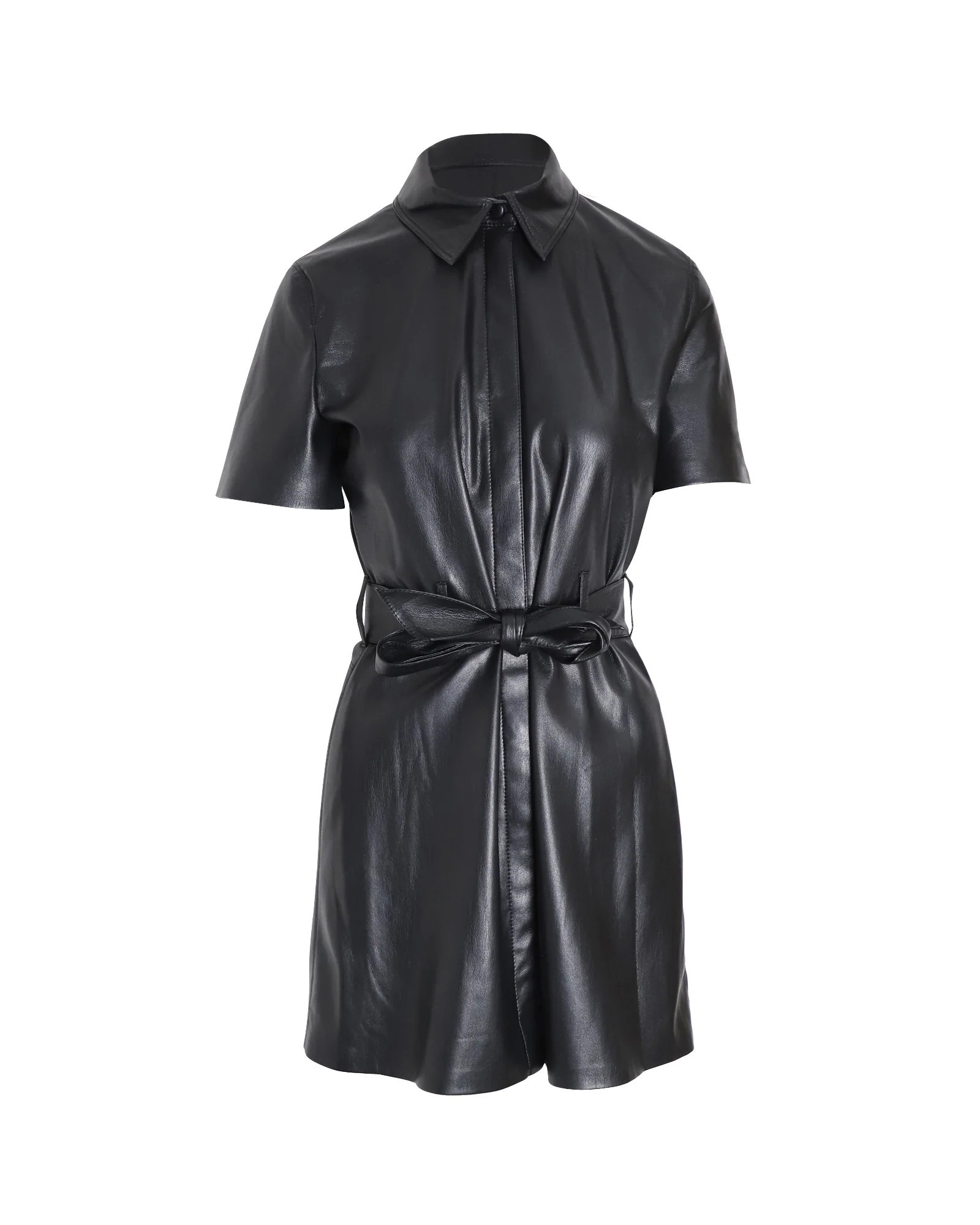 Nanushka Bleted Mini Dress in Black Polyurethane | Shop Simon