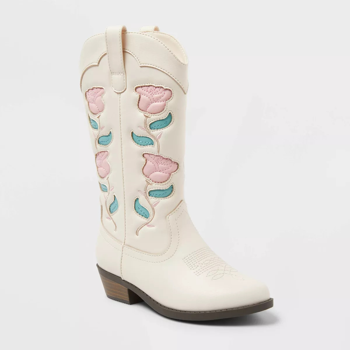Kids' Emberly Embroidered Western Boots - art class™ Ivory | Target