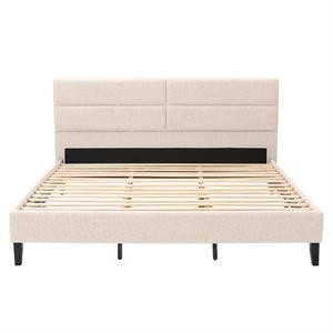 CorLiving Bellevue Cream Fabric Panel Bed - King | Cymax