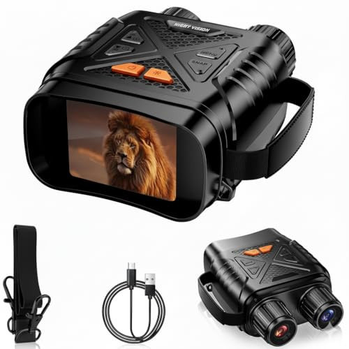 Night Vision Goggles -4K Night Vision Binoculars, 10x Zoom, Type-C Fast Charging Interface, Video and Photo Recording, Camping and Hunting, Men's Gift (Black) | Amazon (US)
