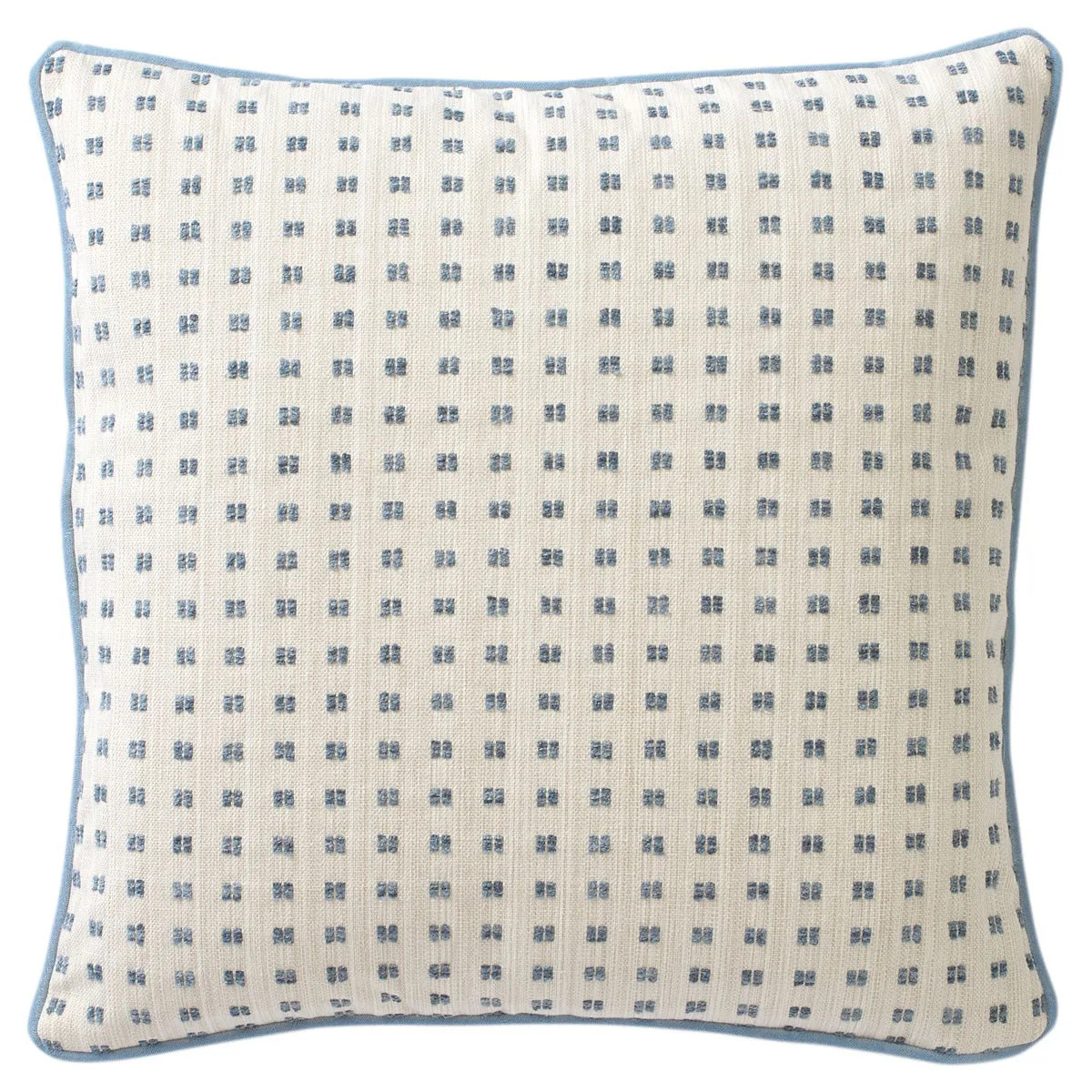 Thatcher Sky Blue Embroidered Throw Pillow - 22x22 | Kathy Kuo Home
