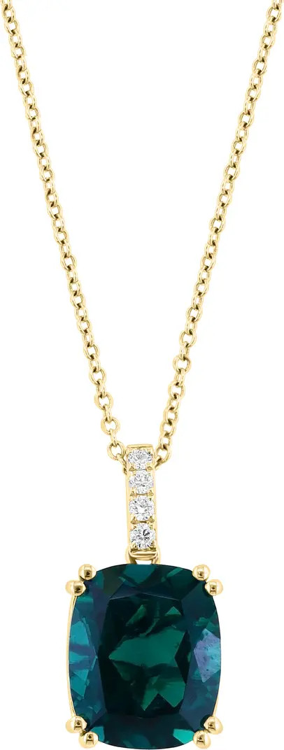 EFFY 14K Yellow Gold Lab Created Emerald & Lab Created Diamond Pendant Necklace - 0.08ct. | Nords... | Nordstrom Rack