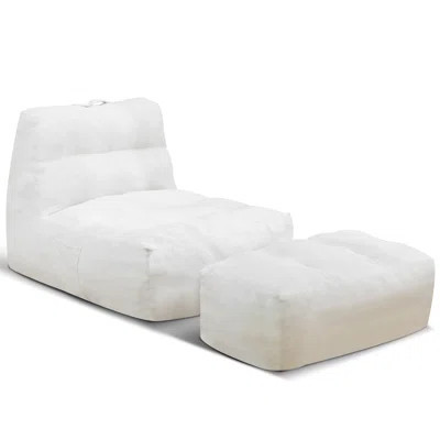 Bean Bag Sofa Chair With Ottoman, Modern Lazy Sofa Chair Beanbag Couch With Memory Foam Filled For Adults, Comfy Reading Chair With Footstool For Bedr | Wayfair North America