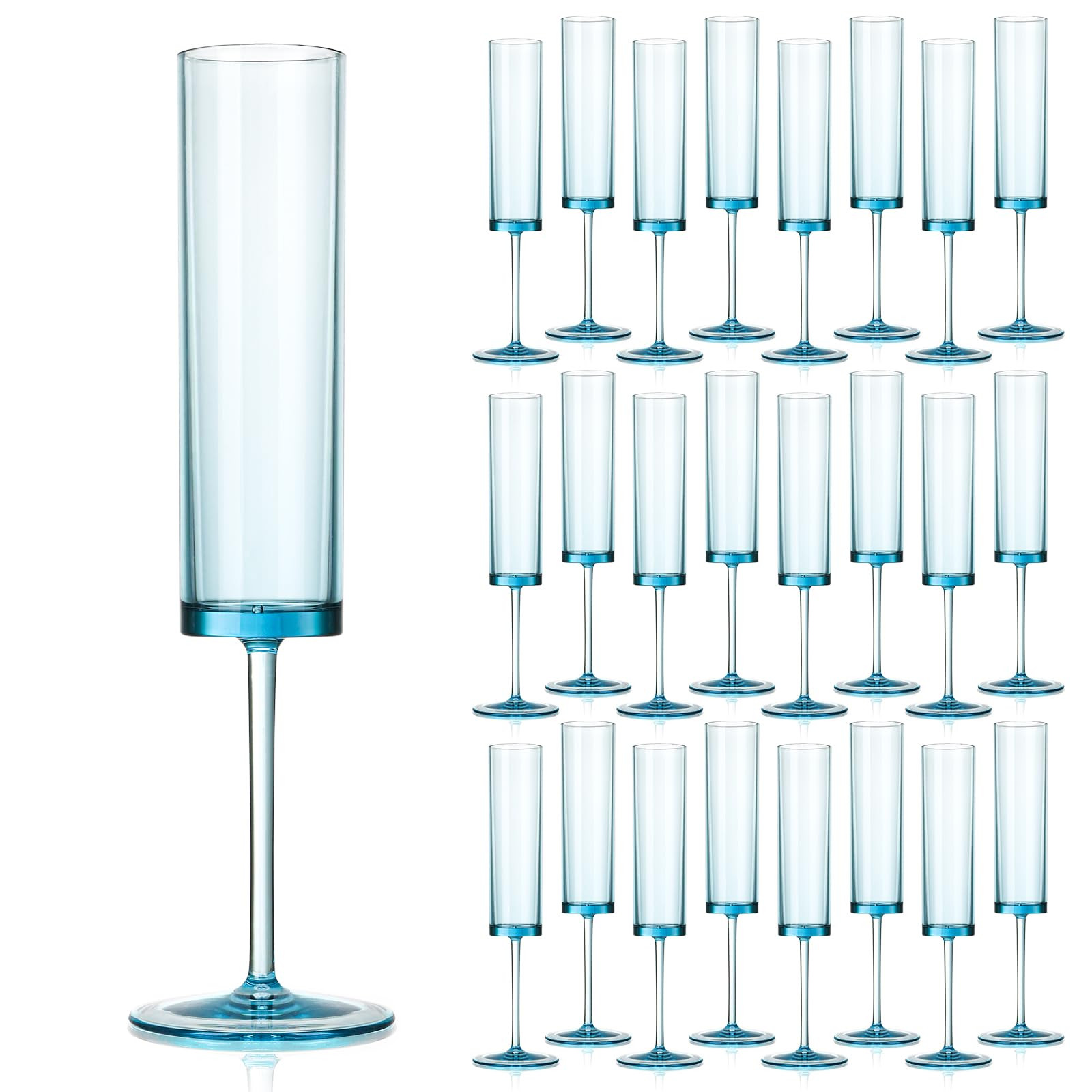 24 Pack Acrylic Blue Champagne Glasses 5.4 OZ Cocktail Glasses Classy Champagne Flutes Blue Weddi... | Amazon (US)