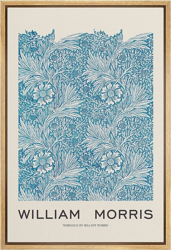 IDEA4WALL Framed Canvas Print Wall Art Blue Marigold Flowers by William Morris Historic Cultural ... | Amazon (US)