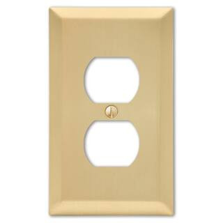 Metallic 1 Gang Duplex Outlet Steel Wall Plate - Satin Brass | The Home Depot