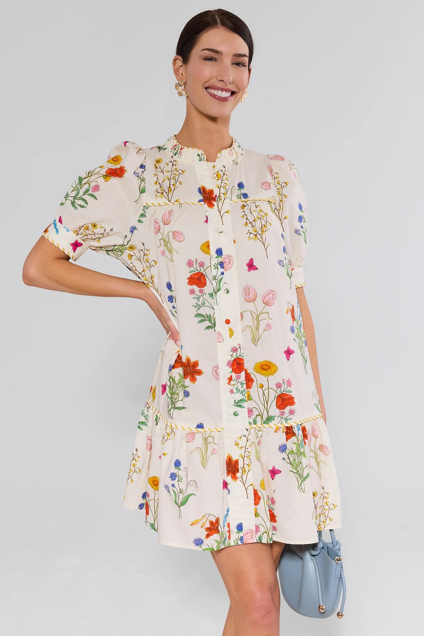 White Floral Print Drop Waist Dress | Avara