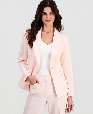 Women's Twill Peak Lapel One-Button Blazer | Macy's