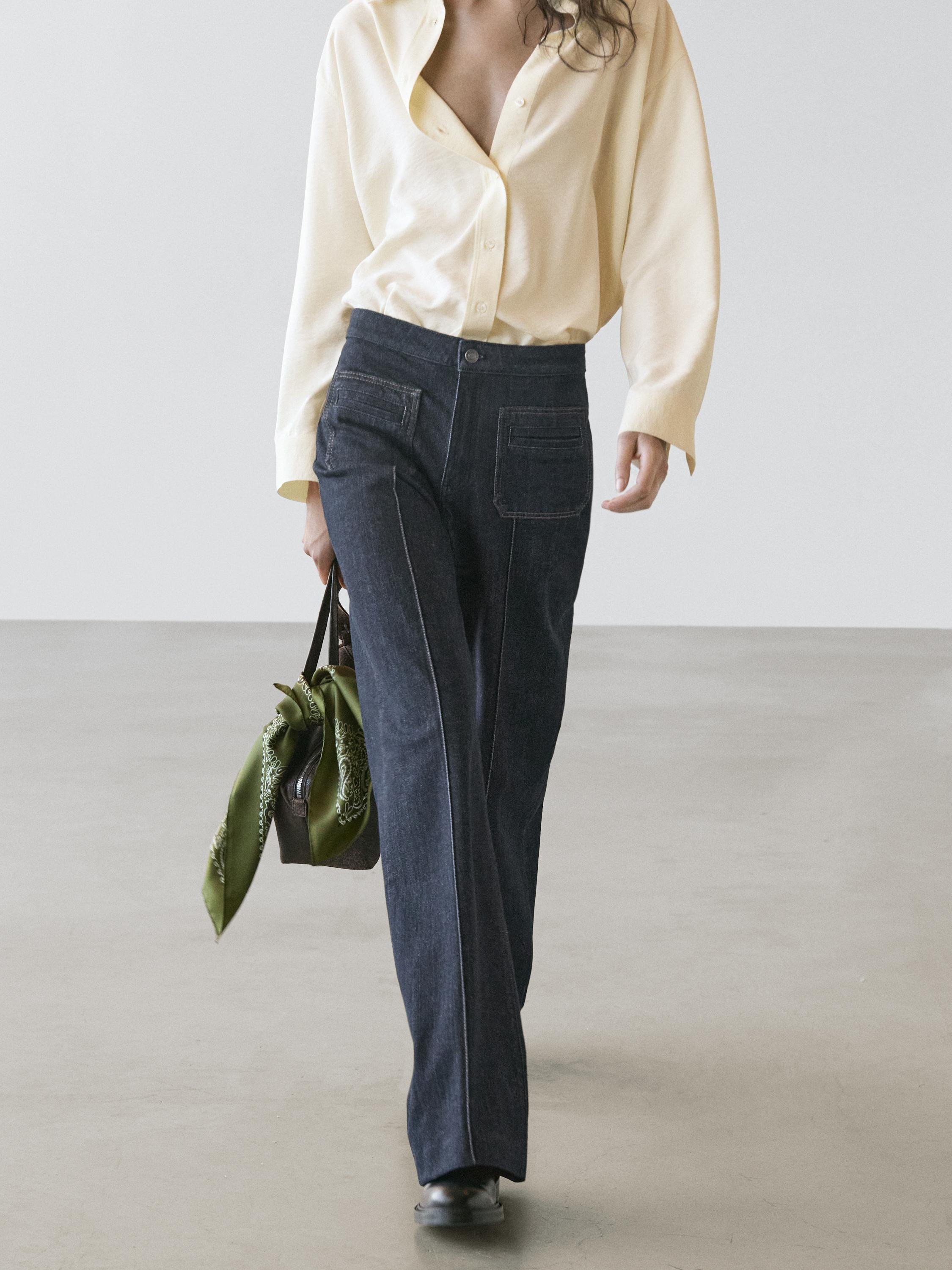 Flare fit jeans met hoge taille en zakken | Massimo Dutti NL