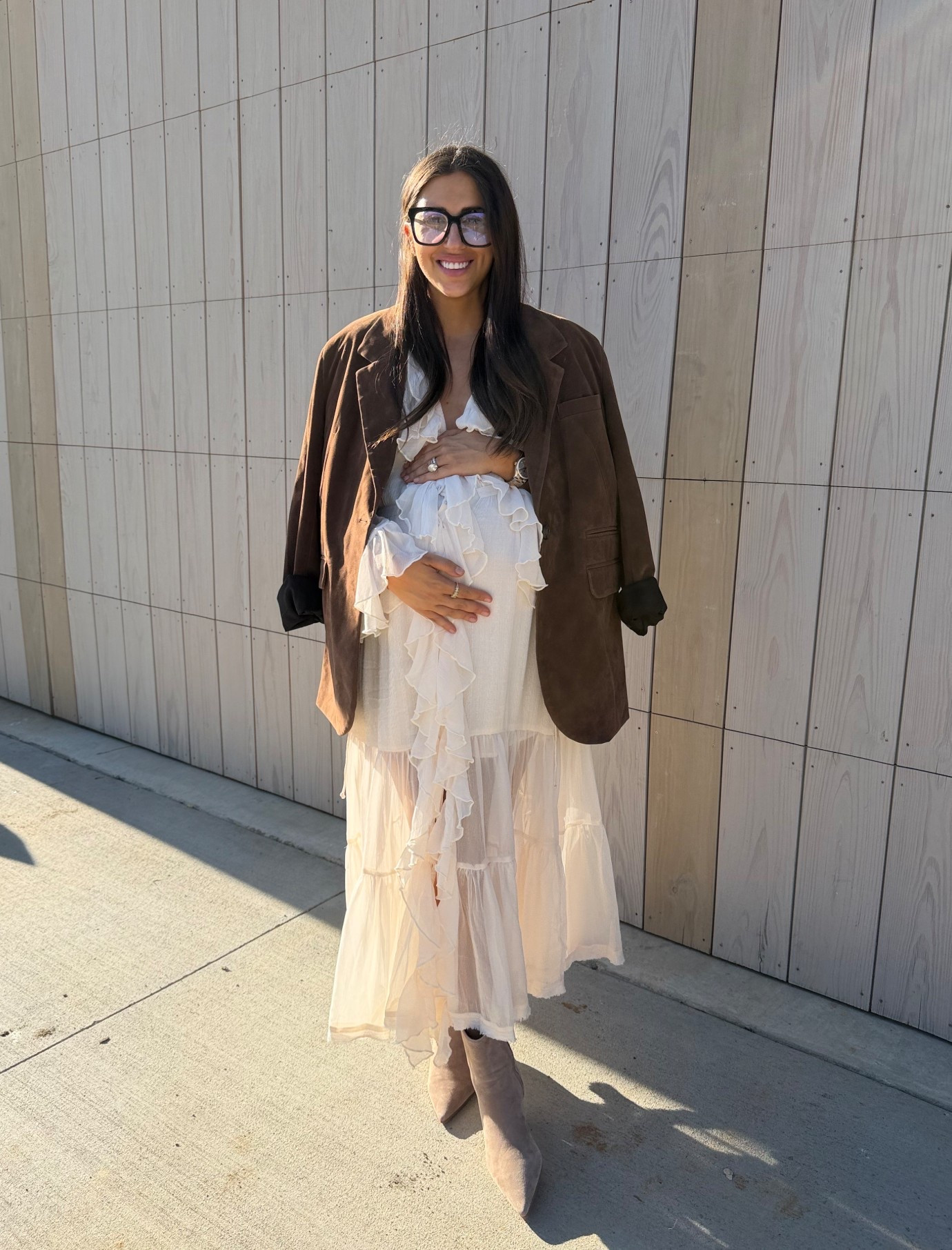 The dress is stunning and light enough the layer for the cold!! 

Dress: medium 
Blazer: small (runs large) 

#LTKootd #LTKHoliday #LTKSeasonal