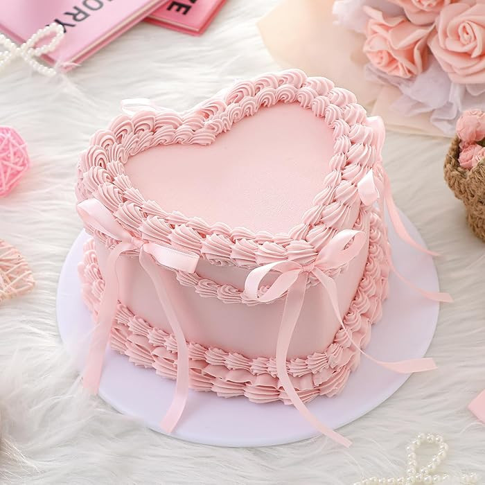Remerry 6 Inch Pink Bow Fake Cake Coquettish Birthday Fake Cake Decor Pink Bow Heart Wedding Dess... | Amazon (US)